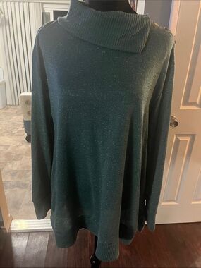 Angels Emerald Green Sparkle Cowlneck Sweater